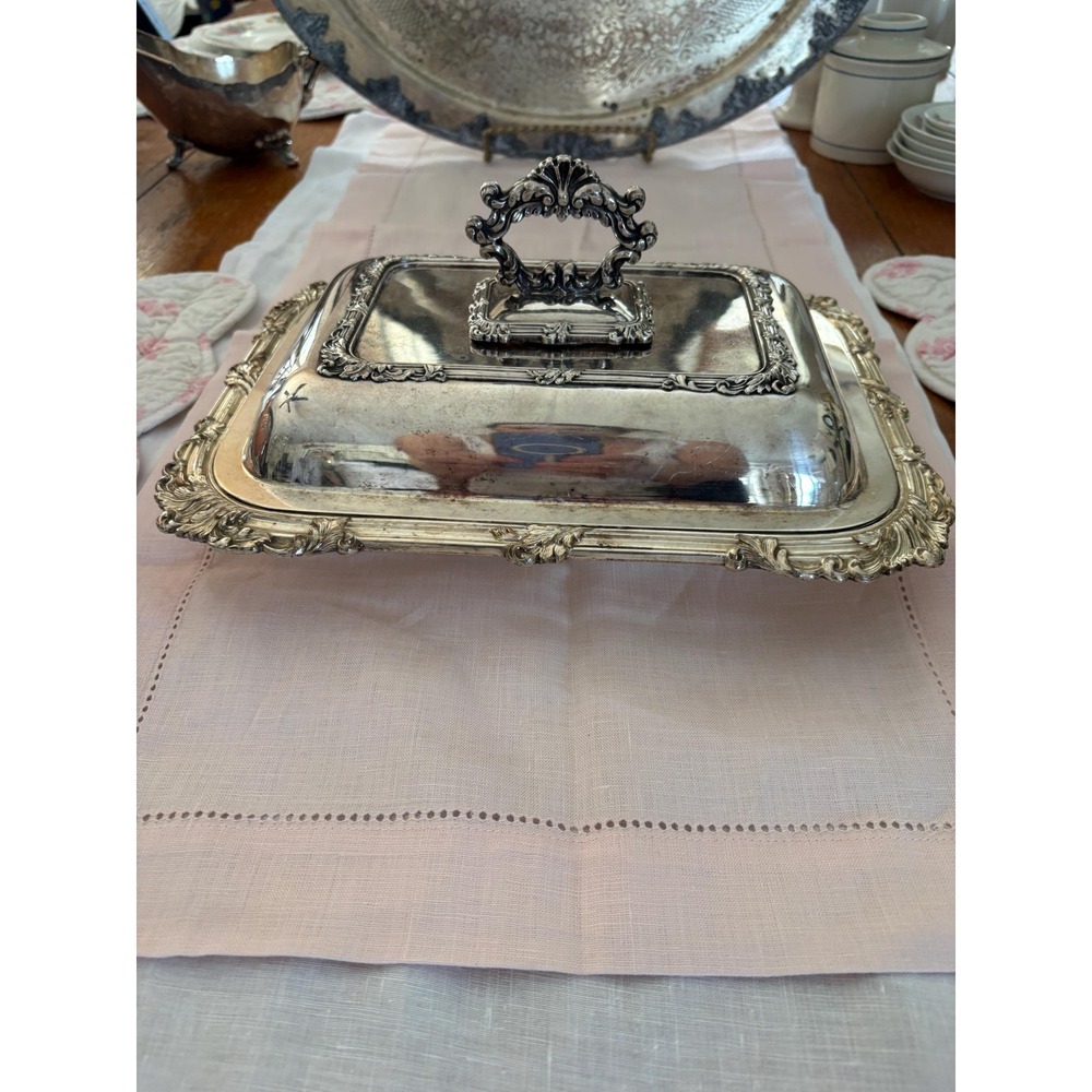 Barker Ellis Silverplate Covered Serving Dish English EPNS Pinecone Mark